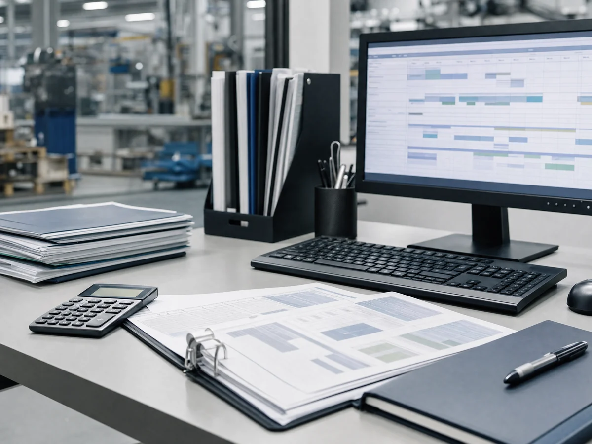 Organisierter Arbeitsplatz für Büro, Planung und Verwaltung
